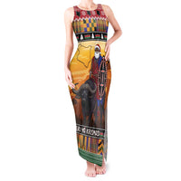 Kenya Safari Christmas Tank Maxi Dress Black Santa Riding Cape Buffalo - Heri ya Krismasi - Wonder Print Shop