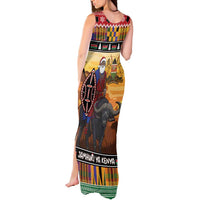 Kenya Safari Christmas Tank Maxi Dress Black Santa Riding Cape Buffalo - Heri ya Krismasi - Wonder Print Shop