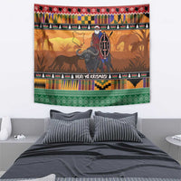 Kenya Safari Christmas Tapestry Black Santa Riding Cape Buffalo - Heri ya Krismasi - Wonder Print Shop