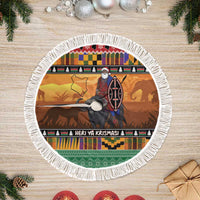 Kenya Safari Christmas Tree Skirt Black Santa Riding Cape Buffalo - Heri ya Krismasi - Wonder Print Shop