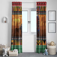 Kenya Safari Christmas Window Curtain Black Santa Riding Cape Buffalo - Heri ya Krismasi - Wonder Print Shop