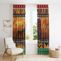 Kenya Safari Christmas Window Curtain Black Santa Riding Cape Buffalo - Heri ya Krismasi - Wonder Print Shop