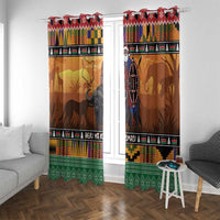 Kenya Safari Christmas Window Curtain Black Santa Riding Cape Buffalo - Heri ya Krismasi - Wonder Print Shop