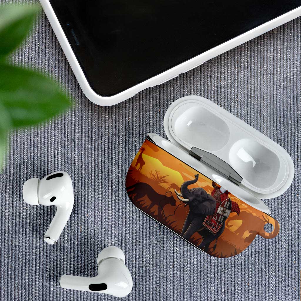 Kenya Safari Christmas AirPods Case Black Santa Riding Elephant - Heri ya Krismasi - Wonder Print Shop