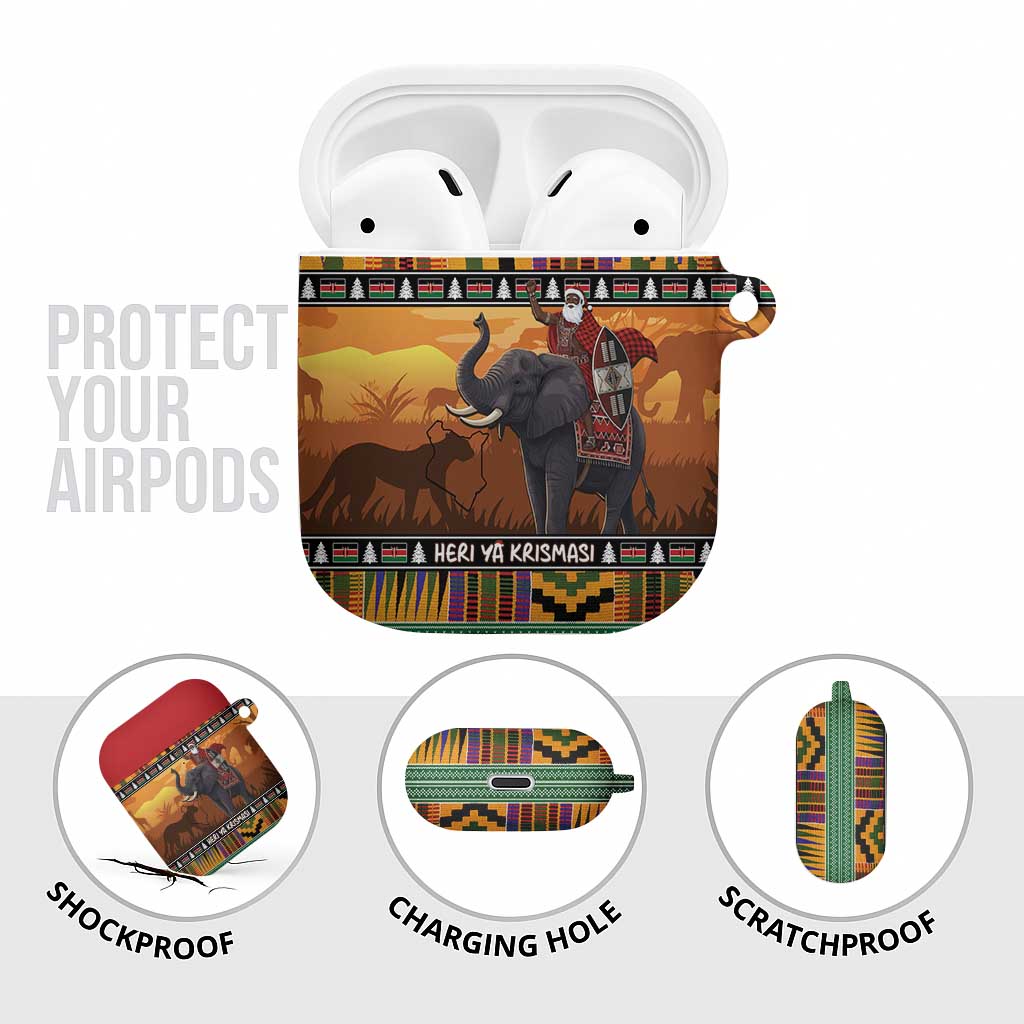 Kenya Safari Christmas AirPods Case Black Santa Riding Elephant - Heri ya Krismasi - Wonder Print Shop