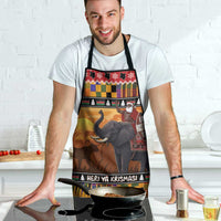 Kenya Safari Christmas Apron Black Santa Riding Elephant - Heri ya Krismasi - Wonder Print Shop