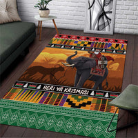 Kenya Safari Christmas Area Rug Black Santa Riding Elephant - Heri ya Krismasi - Wonder Print Shop