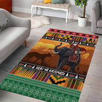 Kenya Safari Christmas Area Rug Black Santa Riding Elephant - Heri ya Krismasi - Wonder Print Shop