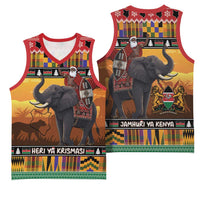 Kenya Safari Christmas Basketball Jersey Black Santa Riding Elephant - Heri ya Krismasi - Wonder Print Shop