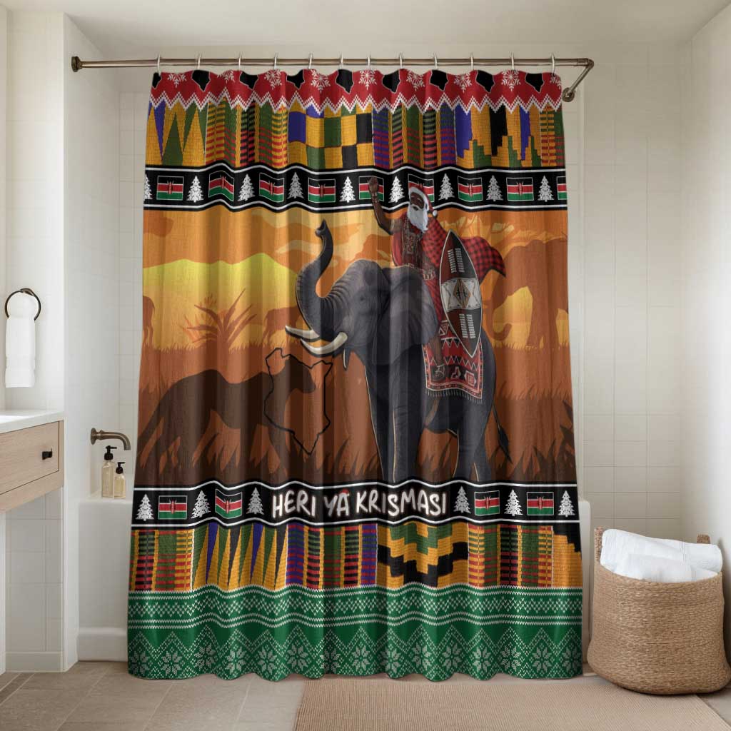 Kenya Safari Christmas Bathroom Set Black Santa Riding Elephant - Heri ya Krismasi - Wonder Print Shop