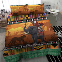 Kenya Safari Christmas Bedding Set Black Santa Riding Elephant - Heri ya Krismasi - Wonder Print Shop