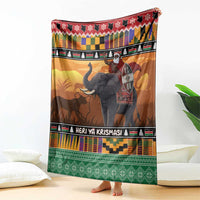 Kenya Safari Christmas Blanket Black Santa Riding Elephant - Heri ya Krismasi - Wonder Print Shop