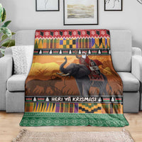 Kenya Safari Christmas Blanket Black Santa Riding Elephant - Heri ya Krismasi - Wonder Print Shop