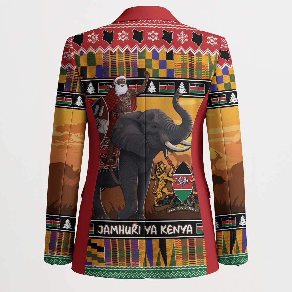 Kenya Safari Christmas Blazer Black Santa Riding Elephant - Heri ya Krismasi - Wonder Print Shop