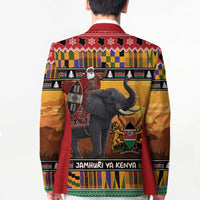 Kenya Safari Christmas Blazer Black Santa Riding Elephant - Heri ya Krismasi - Wonder Print Shop