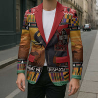 Kenya Safari Christmas Blazer Black Santa Riding Elephant - Heri ya Krismasi - Wonder Print Shop