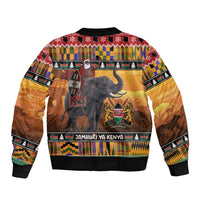 Kenya Safari Christmas Bomber Jacket Black Santa Riding Elephant - Heri ya Krismasi - Wonder Print Shop