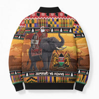 Kenya Safari Christmas Bomber Puffer Jacket Black Santa Riding Elephant - Heri ya Krismasi - Wonder Print Shop