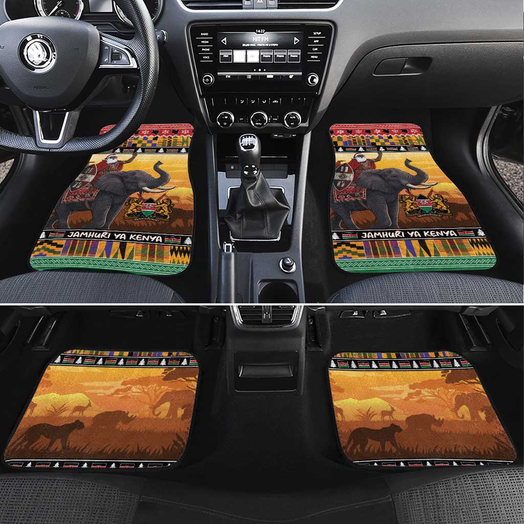 Kenya Safari Christmas Car Mats Black Santa Riding Elephant - Heri ya Krismasi - Wonder Print Shop