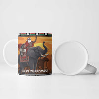Kenya Safari Christmas Ceramic Mug Black Santa Riding Elephant - Heri ya Krismasi - Wonder Print Shop