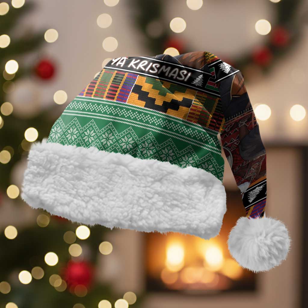 Kenya Safari Christmas Santa Hat Black Santa Riding Elephant - Heri ya Krismasi - Wonder Print Shop