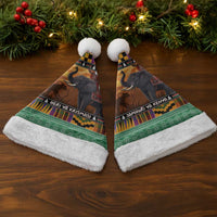 Kenya Safari Christmas Santa Hat Black Santa Riding Elephant - Heri ya Krismasi - Wonder Print Shop