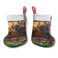 Kenya Safari Christmas Stocking Black Santa Riding Elephant - Heri ya Krismasi - Wonder Print Shop