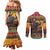 Kenya Safari Christmas Couples Matching Mermaid Dress and Long Sleeve Button Shirt Black Santa Riding Elephant - Heri ya Krismasi - Wonder Print Shop