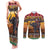Kenya Safari Christmas Couples Matching Tank Maxi Dress and Long Sleeve Button Shirt Black Santa Riding Elephant - Heri ya Krismasi - Wonder Print Shop