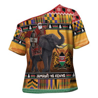 Kenya Safari Christmas Cross Shoulder Shirt Black Santa Riding Elephant - Heri ya Krismasi - Wonder Print Shop