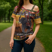 Kenya Safari Christmas Cross Shoulder Shirt Black Santa Riding Elephant - Heri ya Krismasi - Wonder Print Shop