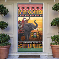 Kenya Safari Christmas Door Cover Black Santa Riding Elephant - Heri ya Krismasi - Wonder Print Shop
