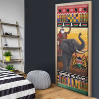 Kenya Safari Christmas Door Cover Black Santa Riding Elephant - Heri ya Krismasi - Wonder Print Shop