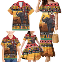Kenya Safari Christmas Family Matching Mermaid Dress and Hawaiian Shirt Black Santa Riding Elephant - Heri ya Krismasi - Wonder Print Shop