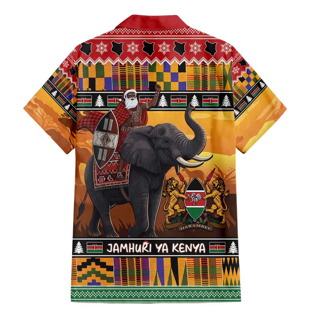 Kenya Safari Christmas Family Matching Mermaid Dress and Hawaiian Shirt Black Santa Riding Elephant - Heri ya Krismasi - Wonder Print Shop