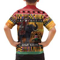 Kenya Safari Christmas Family Matching Off Shoulder Maxi Dress and Hawaiian Shirt Black Santa Riding Elephant - Heri ya Krismasi - Wonder Print Shop