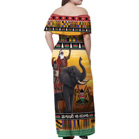 Kenya Safari Christmas Family Matching Off Shoulder Maxi Dress and Hawaiian Shirt Black Santa Riding Elephant - Heri ya Krismasi - Wonder Print Shop