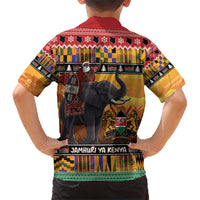 Kenya Safari Christmas Family Matching Short Sleeve Bodycon Dress and Hawaiian Shirt Black Santa Riding Elephant - Heri ya Krismasi - Wonder Print Shop