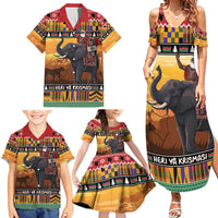 Kenya Safari Christmas Family Matching Summer Maxi Dress and Hawaiian Shirt Black Santa Riding Elephant - Heri ya Krismasi - Wonder Print Shop