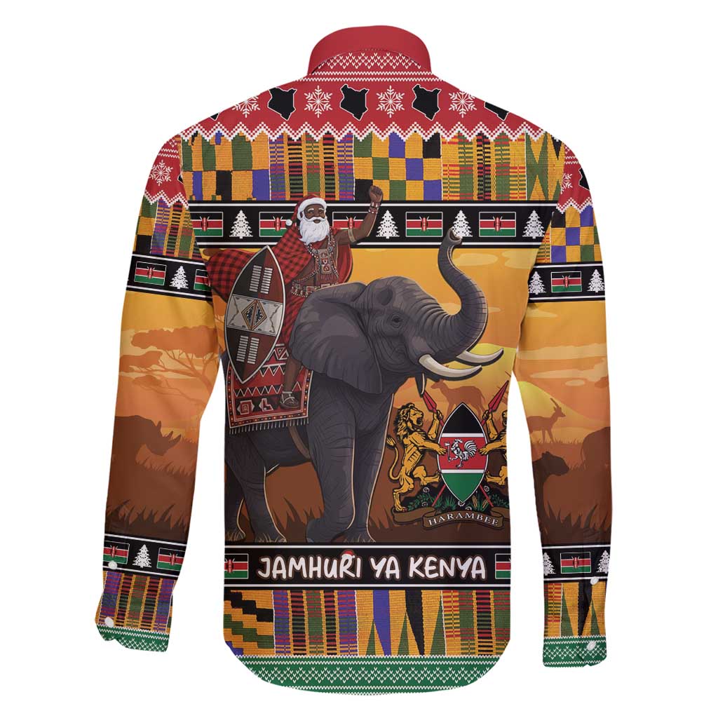 Kenya Safari Christmas Family Matching Summer Maxi Dress and Hawaiian Shirt Black Santa Riding Elephant - Heri ya Krismasi - Wonder Print Shop
