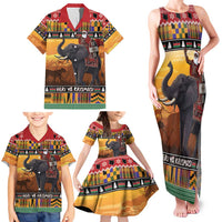 Kenya Safari Christmas Family Matching Tank Maxi Dress and Hawaiian Shirt Black Santa Riding Elephant - Heri ya Krismasi - Wonder Print Shop