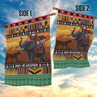 Kenya Safari Christmas Garden Flag Black Santa Riding Elephant - Heri ya Krismasi - Wonder Print Shop