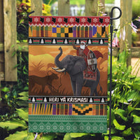 Kenya Safari Christmas Garden Flag Black Santa Riding Elephant - Heri ya Krismasi - Wonder Print Shop