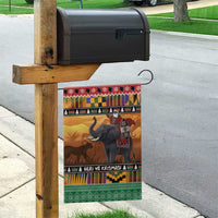 Kenya Safari Christmas Garden Flag Black Santa Riding Elephant - Heri ya Krismasi - Wonder Print Shop