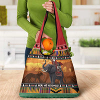Kenya Safari Christmas Grocery Bag Black Santa Riding Elephant - Heri ya Krismasi - Wonder Print Shop