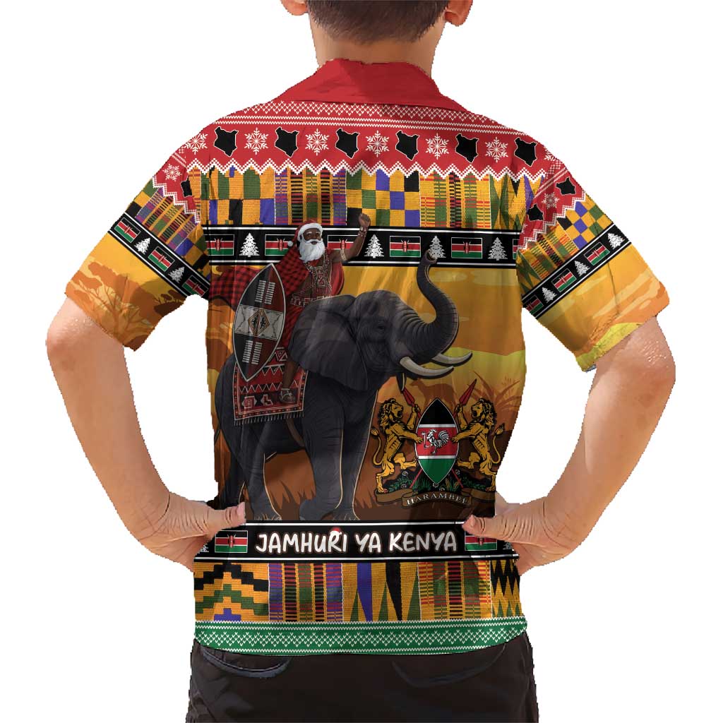 Kenya Safari Christmas Hawaiian Shirt Black Santa Riding Elephant - Heri ya Krismasi - Wonder Print Shop