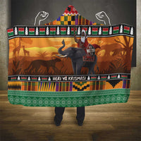 Kenya Safari Christmas Hooded Blanket Black Santa Riding Elephant - Heri ya Krismasi - Wonder Print Shop