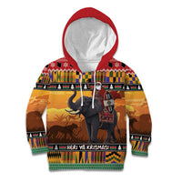 Kenya Safari Christmas Kid Hoodie Black Santa Riding Elephant - Heri ya Krismasi - Wonder Print Shop