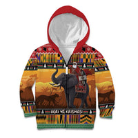 Kenya Safari Christmas Kid Hoodie Black Santa Riding Elephant - Heri ya Krismasi - Wonder Print Shop