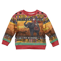 Kenya Safari Christmas Kid Ugly Christmas Sweater Black Santa Riding Elephant - Heri ya Krismasi - Wonder Print Shop